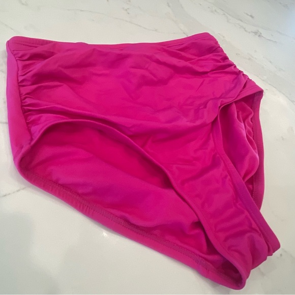 Kona Sol Vibrant Pink High-Waisted Bikini Bottom - Picture 2 of 8